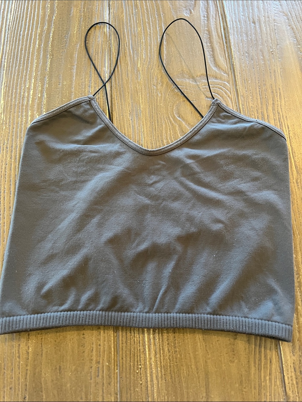 Free People Intimately Charcoal Gray Spaghetti Strap Crop Tank Top